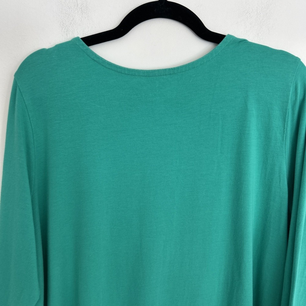 Susan Graver Weekend Essentials Size XL 3/4 Sleeve Kelly Green Pullover Soft Top - Picture 7 of 11
